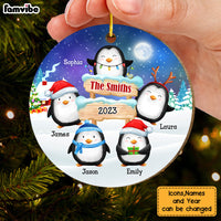 Personalized Christmas Gift For Family Penguins North Pole Circle Ornament 29287 thumb 1