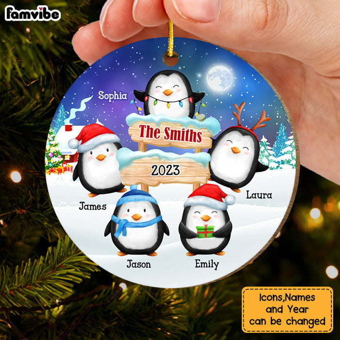 Personalized Christmas Gift For Family Penguins North Pole Circle Ornament 29287 1