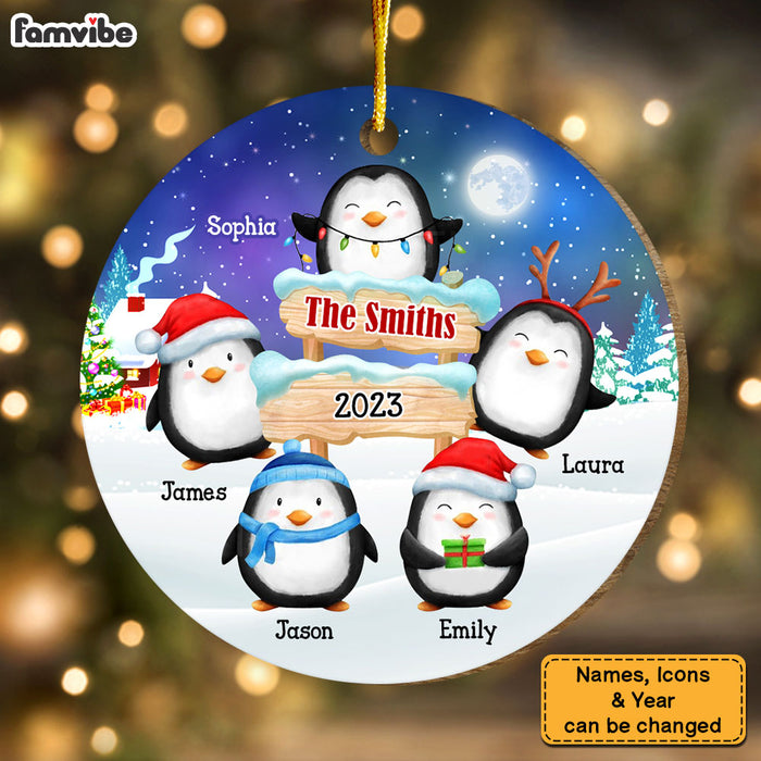 Personalized Christmas Gift For Family Penguins North Pole Circle Ornament 29287 1