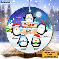 Personalized Christmas Gift For Family Penguins North Pole Circle Ornament 29287 thumb 1