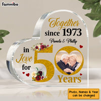 Personalized Anniversary Gift For Couple In Love For 50 Years Heart-Shaped Acrylic Plaque 29289 thumb 1