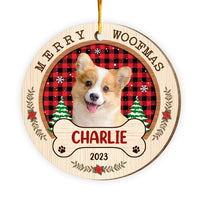 Personalized Christmas Gift For Dog Mom Merry Woofmas Upload Photo Circle Ornament 29297 thumb 1