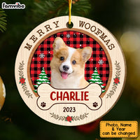 Personalized Christmas Gift For Dog Mom Merry Woofmas Upload Photo Circle Ornament 29297 thumb 1