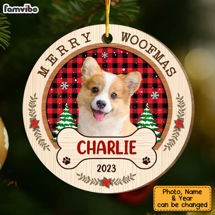 Personalized Christmas Gift For Dog Mom Merry Woofmas Upload Photo Circle Ornament 29297 1