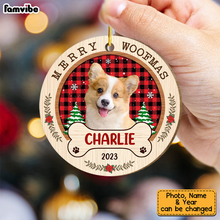 Personalized Christmas Gift For Dog Mom Merry Woofmas Upload Photo Circle Ornament 29297 1