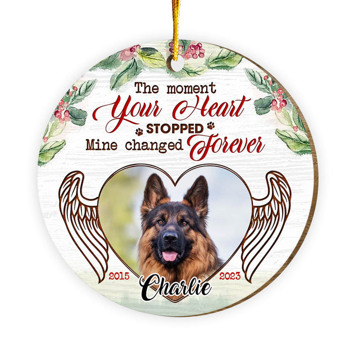 Personalized Memorial Gift For Pet Your Heart Stopped Upload Photo Circle Ornament 29301 1