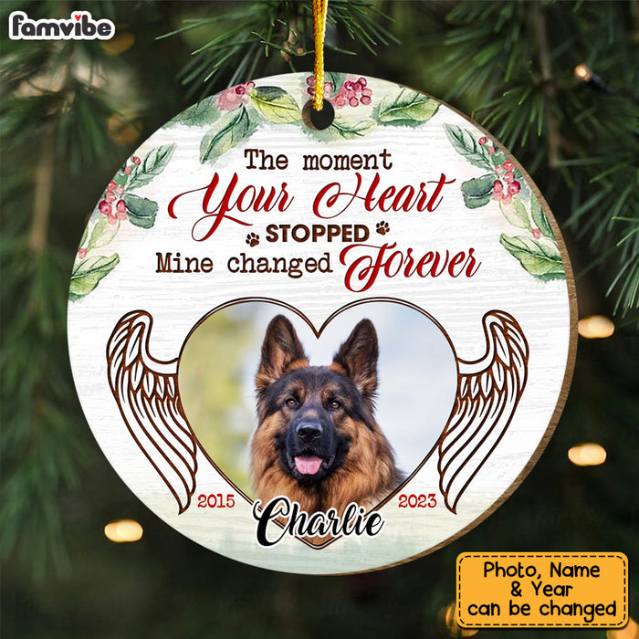 Personalized Memorial Gift For Pet Your Heart Stopped Upload Photo Circle Ornament 29301 1