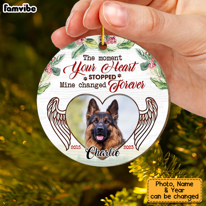 Personalized Memorial Gift For Pet Your Heart Stopped Upload Photo Circle Ornament 29301 1