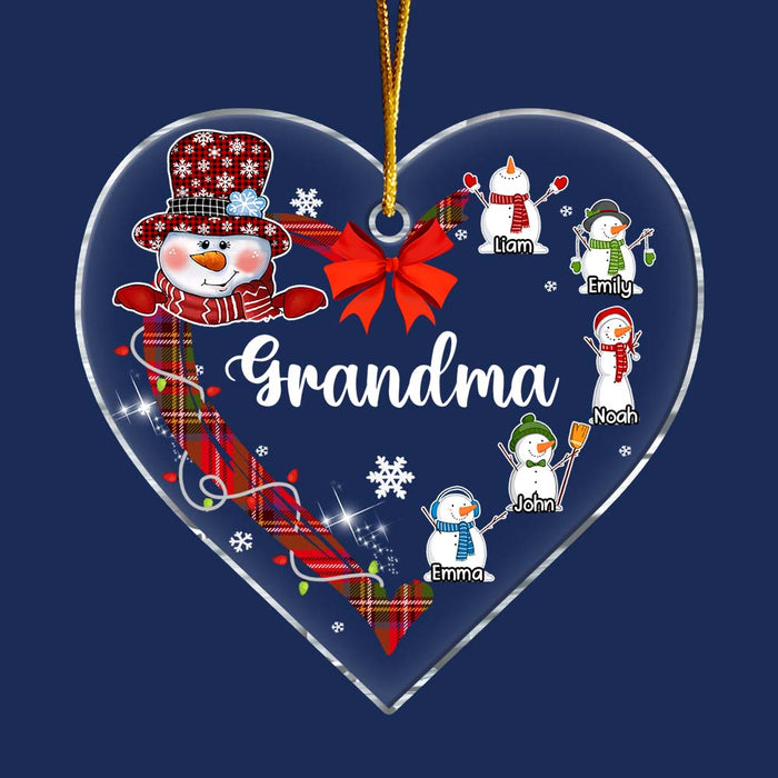 Personalized Gift For Grandma Snowman Kids Heart Ornament 29304 1