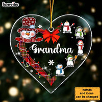 Personalized Gift For Grandma Snowman Kids Heart Ornament 29304 thumb 1