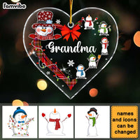 Personalized Gift For Grandma Snowman Kids Heart Ornament 29304 thumb 1