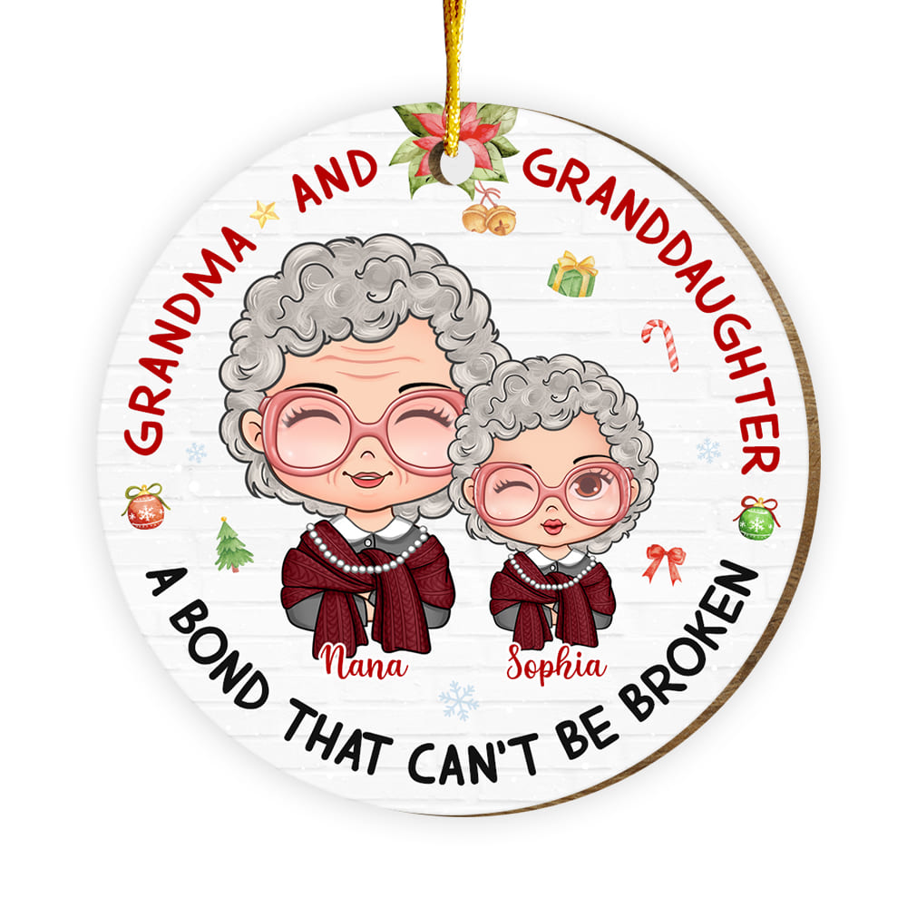 Personalized Christmas Gift For Grandma A Bond That Can't Be Broken Circle Ornament 29309 Primary Mockup
