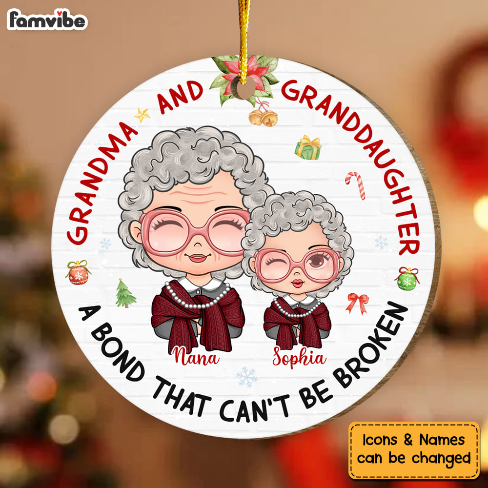 Personalized Christmas Gift For Grandma A Bond That Can't Be Broken Circle Ornament 29309 Primary Mockup