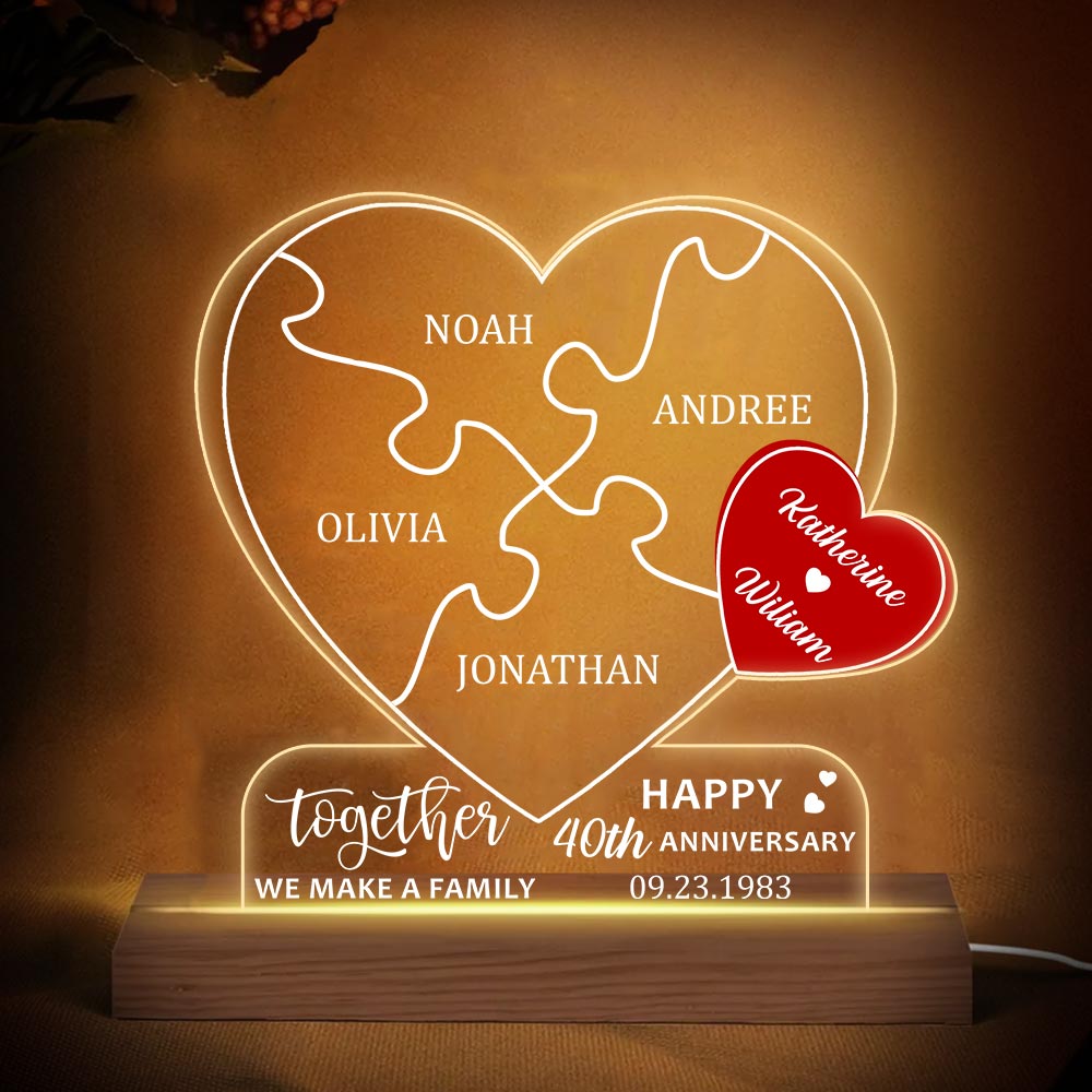 Personalized 40th Wedding Anniversary Gift For Couples Plaque LED Lamp Night Light 29312 Primary Mockup