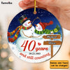 Personalized 40 Years Wedding Anniversary Snow Couple Circle Ornament 29316 1