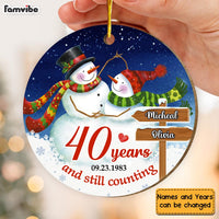 Personalized 40 Years Wedding Anniversary Snow Couple Circle Ornament 29316 thumb 1