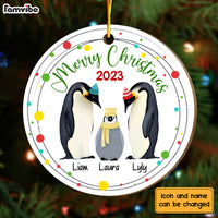 Personalized Merry Christmas Penguin Family Circle Ornament 29345 thumb 1