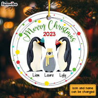 Personalized Merry Christmas Penguin Family Circle Ornament 29345 thumb 1