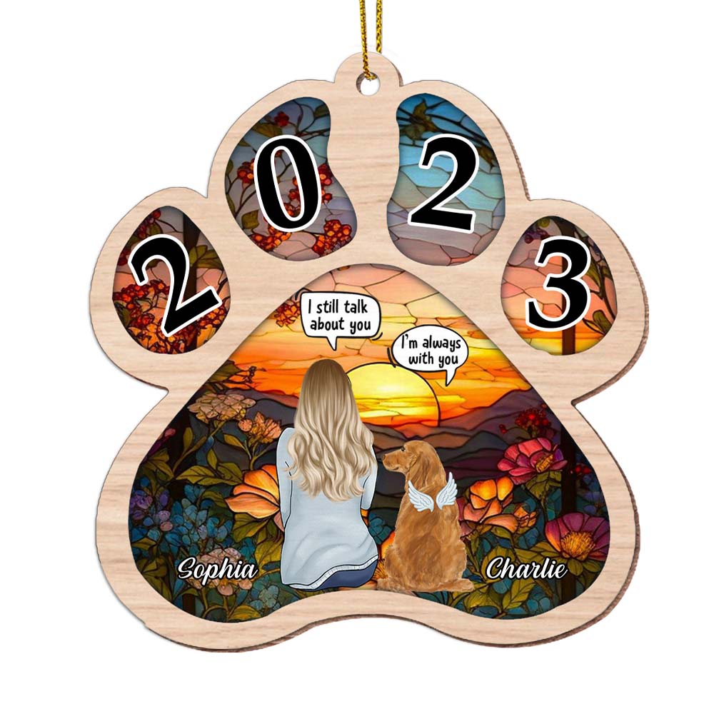 Personalized Dog Memorial Stained Glass Pattern Ornament 29346 Primary Mockup