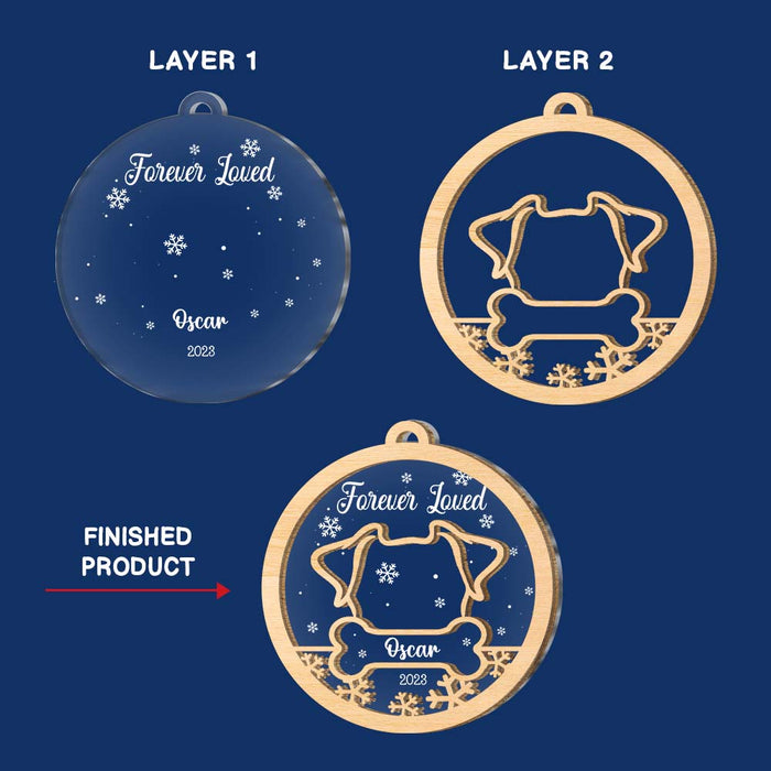 Personalized Gift For Dog Memorial Custom Dog Ear 2 Layered Wood Ornament 29349 2 Layered Mix Ornament 1