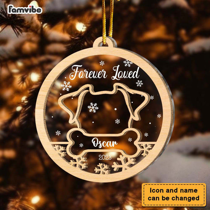 Personalized Gift For Dog Memorial Custom Dog Ear 2 Layered Wood Ornament 29349 2 Layered Mix Ornament 1