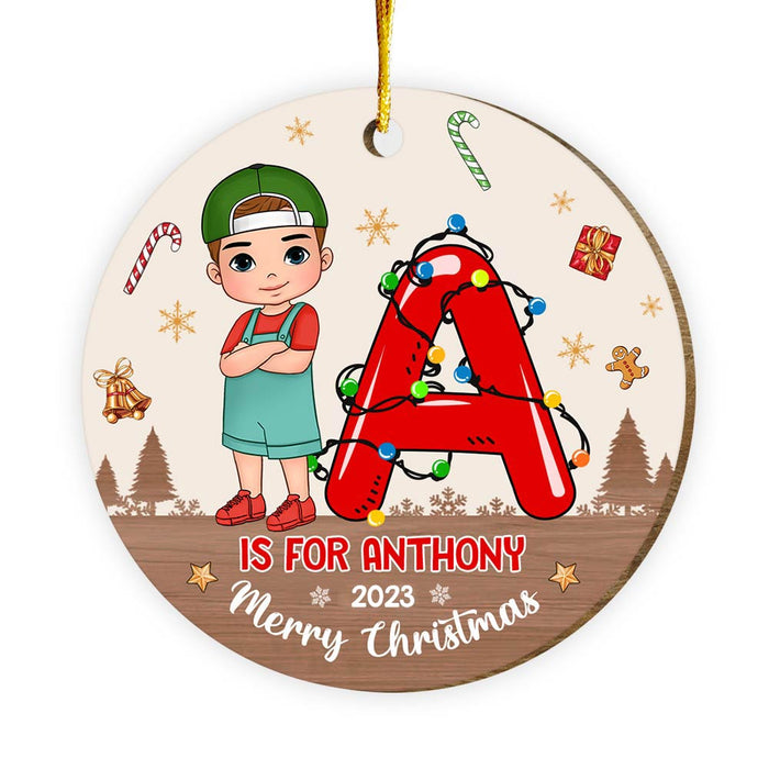 Personalized Gift For Grandson Merry Christmas Circle Ornament 29352 1