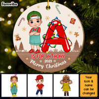 Personalized Gift For Grandson Merry Christmas Circle Ornament 29352 thumb 1