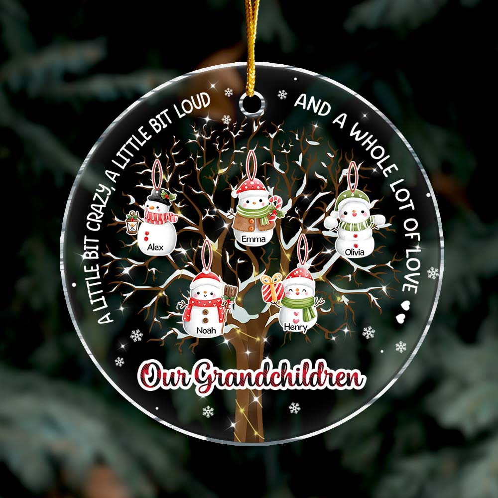 Personalized Snowman Christmas Gift For Grandma Grandparents Circle Ornament 29360 Primary Mockup