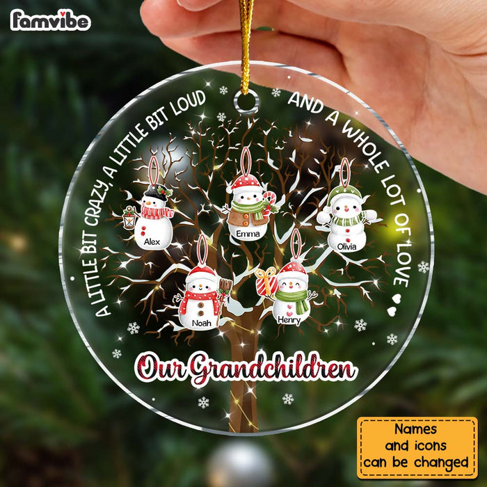 Personalized Snowman Christmas Gift For Grandma Grandparents Circle Ornament 29360 1