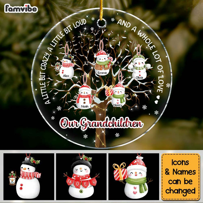 Personalized Snowman Christmas Gift For Grandma Grandparents Circle Ornament 29360 1
