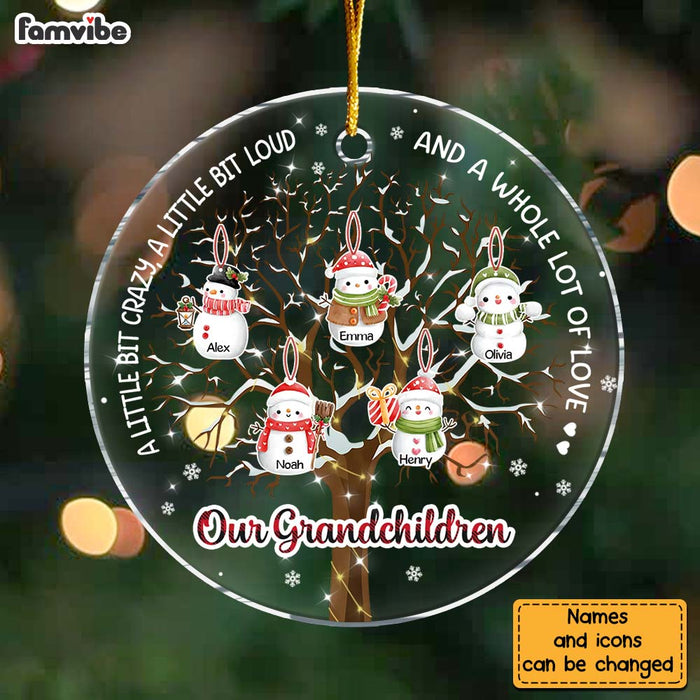 Personalized Snowman Christmas Gift For Grandma Grandparents Circle Ornament 29360 1