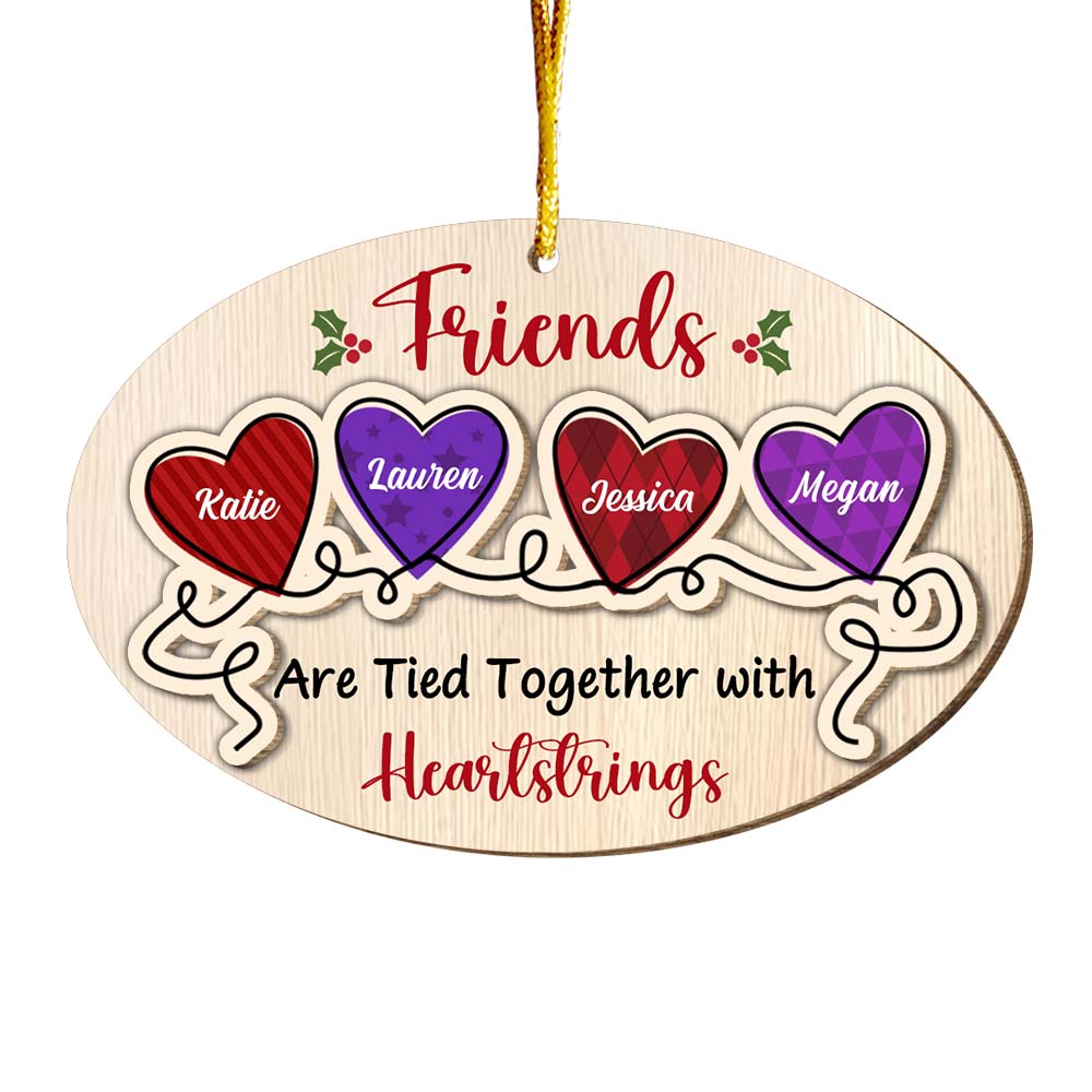 Personalized Sisters Friends Are Tied Together 2 Layered Wood Ornament 29363 Primary Mockup