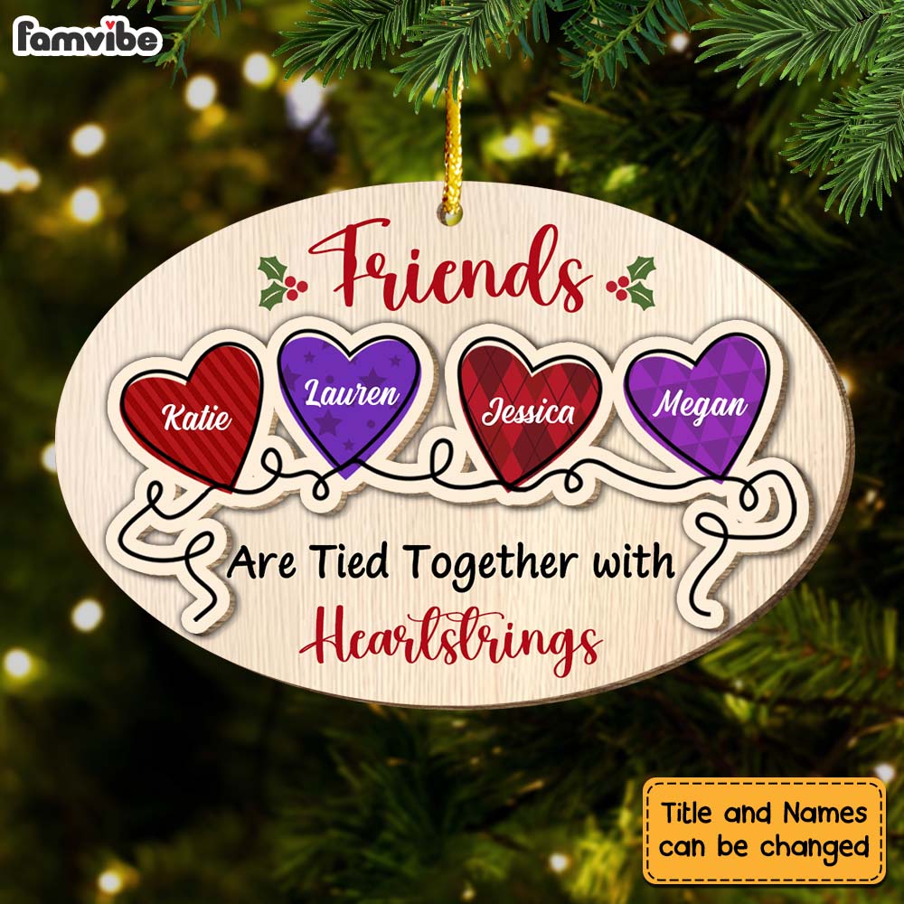 Personalized Sisters Friends Are Tied Together 2 Layered Wood Ornament 29363 Primary Mockup