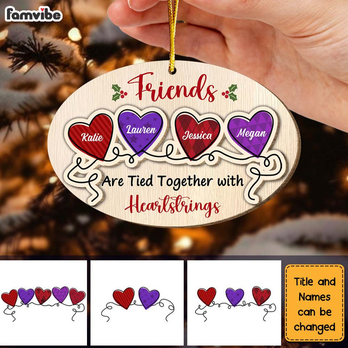 Personalized Sisters Friends Are Tied Together 2 Layered Wood Ornament 29363 1