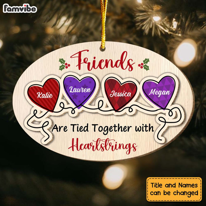 Personalized Sisters Friends Are Tied Together 2 Layered Wood Ornament 29363 1