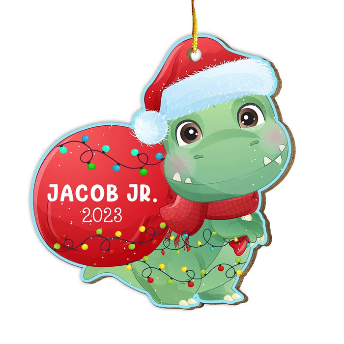 Personalized Dinosaur With Christmas Light  Grandson Ornament 29368 1