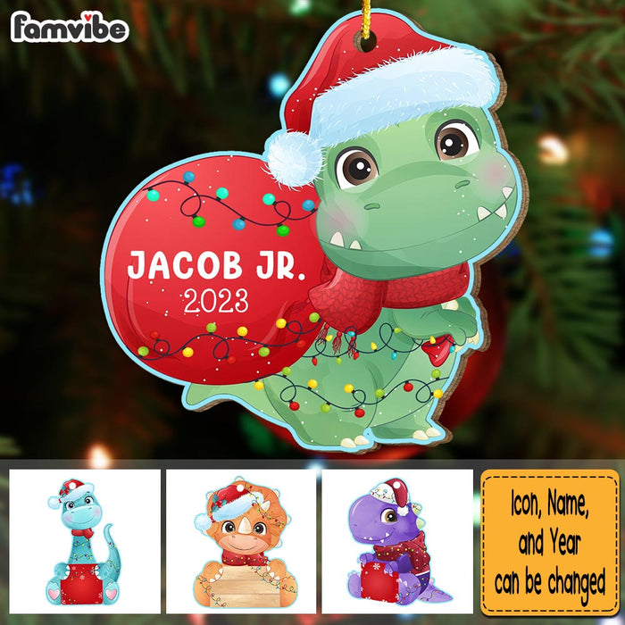 Personalized Dinosaur With Christmas Light  Grandson Ornament 29368 1