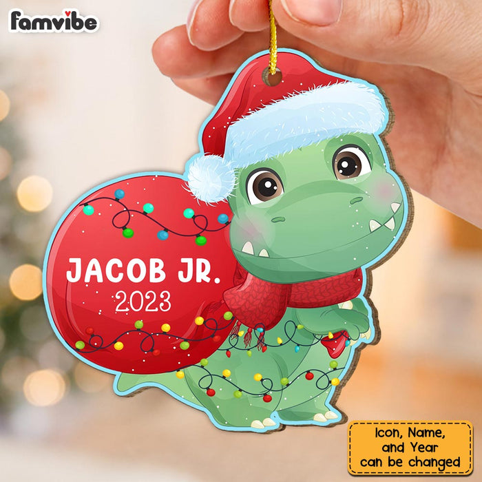 Personalized Dinosaur With Christmas Light  Grandson Ornament 29368 1
