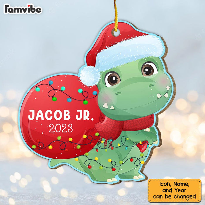 Personalized Dinosaur With Christmas Light  Grandson Ornament 29368 1
