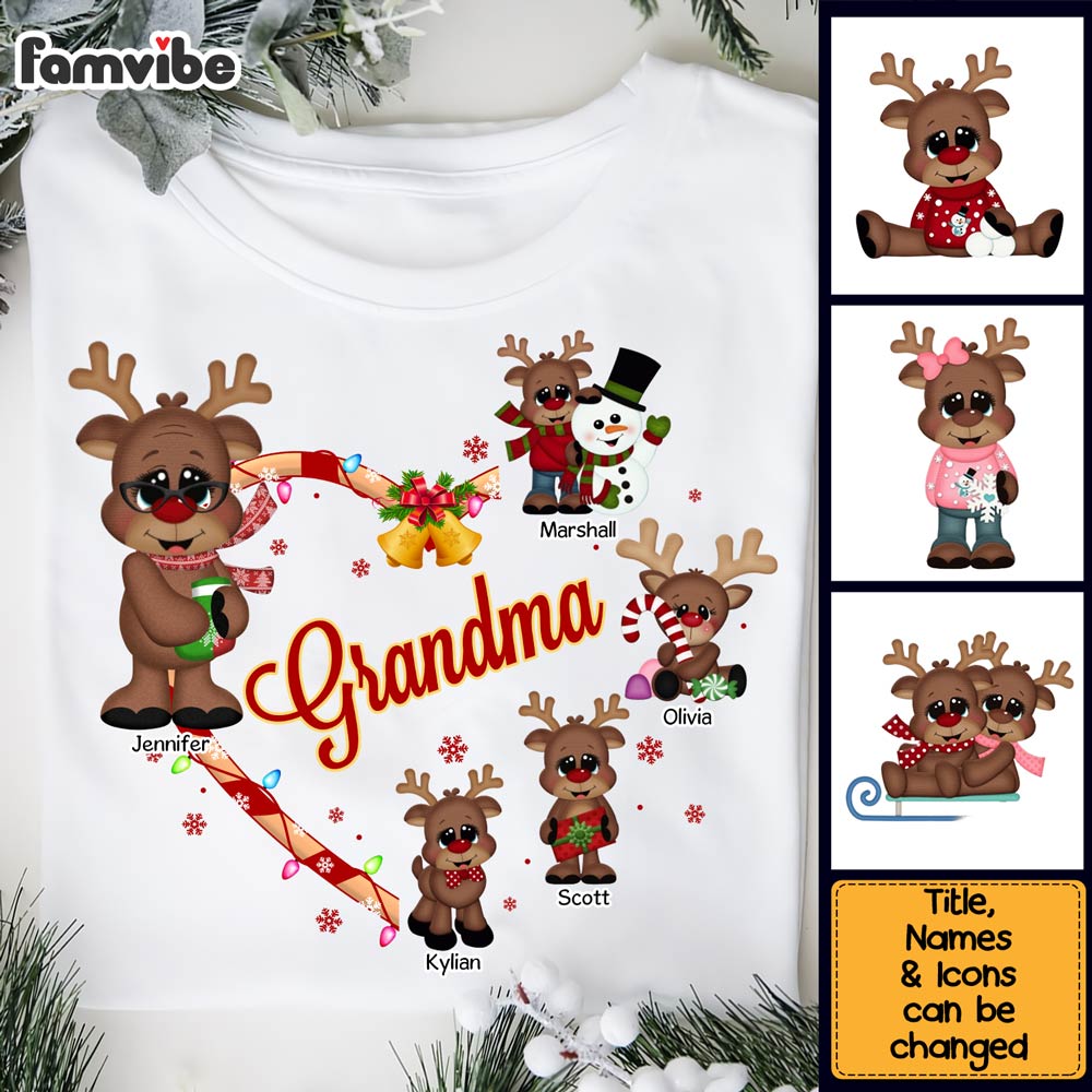 Personalized Gift For Grandma Christmas Reindeers Shirt Hoodie Sweatshirt 29369 Primary Mockup