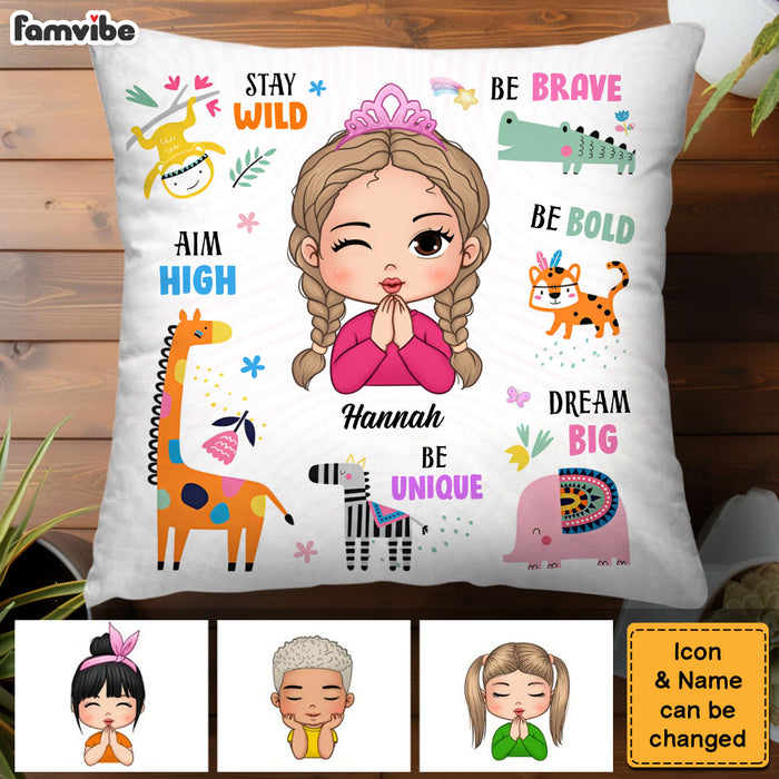 Personalized Affirmations Gift For Granddaughter Stay Wild Safari Animals Pillow 31750 1