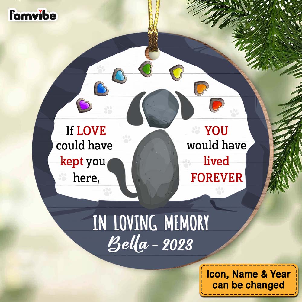 Personalized Dog Memorial Gift If Love Could Have Kept You Here Circle Ornament 29371 Primary Mockup