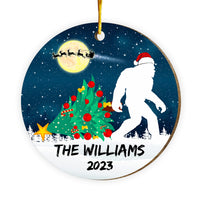 Personalized Bigfoot Sasquatch Family Christmas Circle Ornament 29382 thumb 1