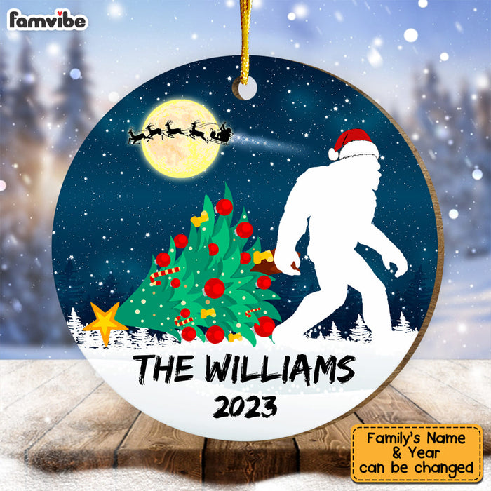 Personalized Bigfoot Sasquatch Family Christmas Circle Ornament 29382 1