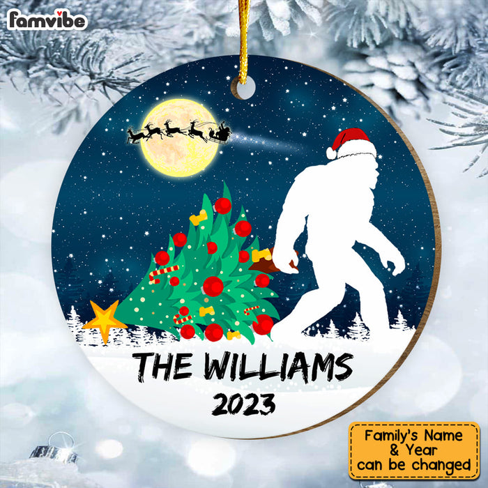 Personalized Bigfoot Sasquatch Family Christmas Circle Ornament 29382 1