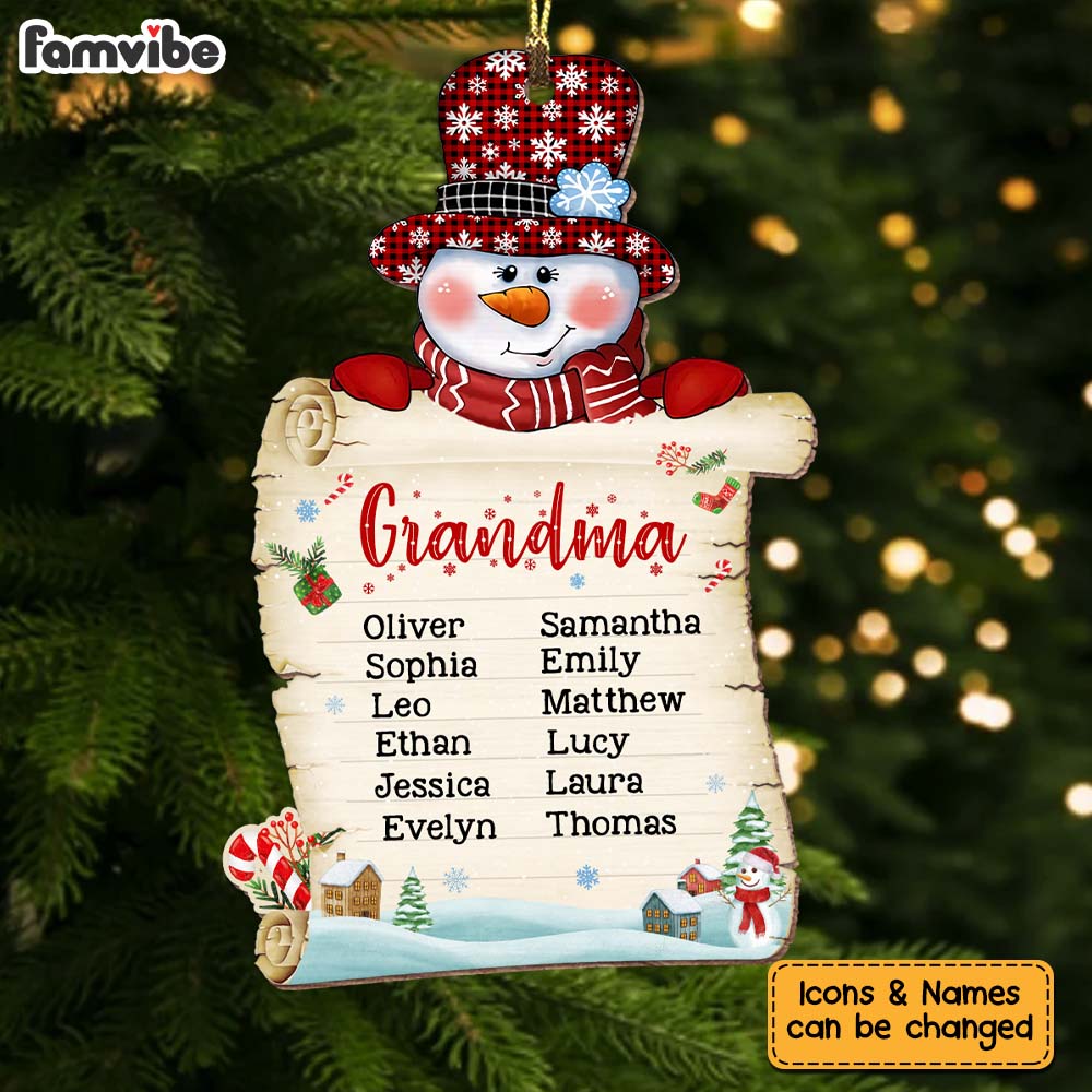 Personalized Gift For Grandma Snowman Christmas Ornament 29383 Primary Mockup