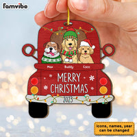 Personalized Merry Christmas Dogs Sitting On Truck Ornament 29385 thumb 1