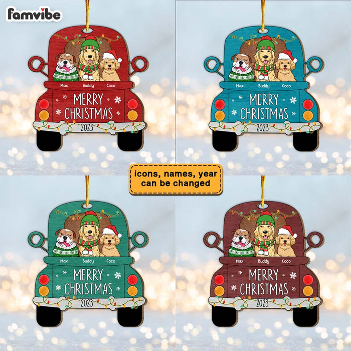 Personalized Merry Christmas Dogs Sitting On Truck Ornament 29385 1