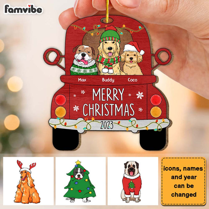 Personalized Merry Christmas Dogs Sitting On Truck Ornament 29385 1