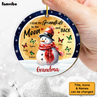 Personalized Grandma Snowman With Grandkids Butterfly Circle Ornament 29387 thumb 1